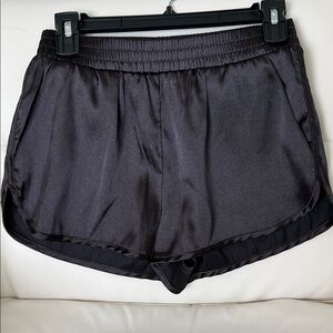 Divided Black Satin Athletic Shorts